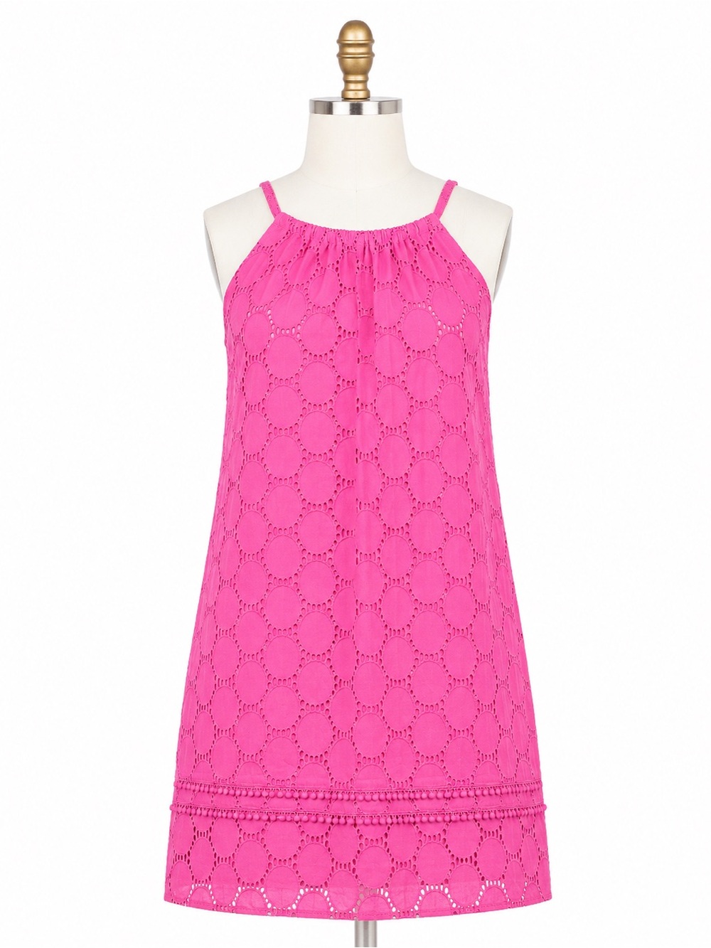 Women ' Hot Pink Eyelet Halter Dress